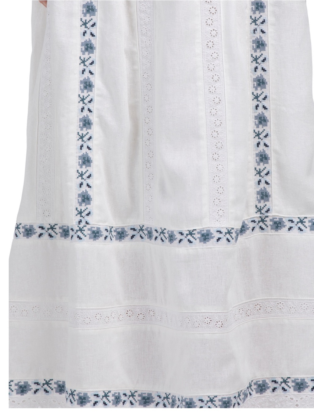 Caroline Constas White Linen Skirt with Embroidery - Picture 3 of 7